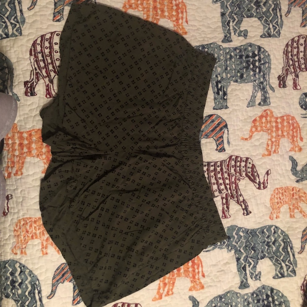 Army green with black design shorts